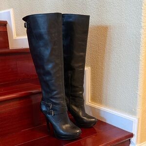 BCBG Black Heeled Knee-High Boots